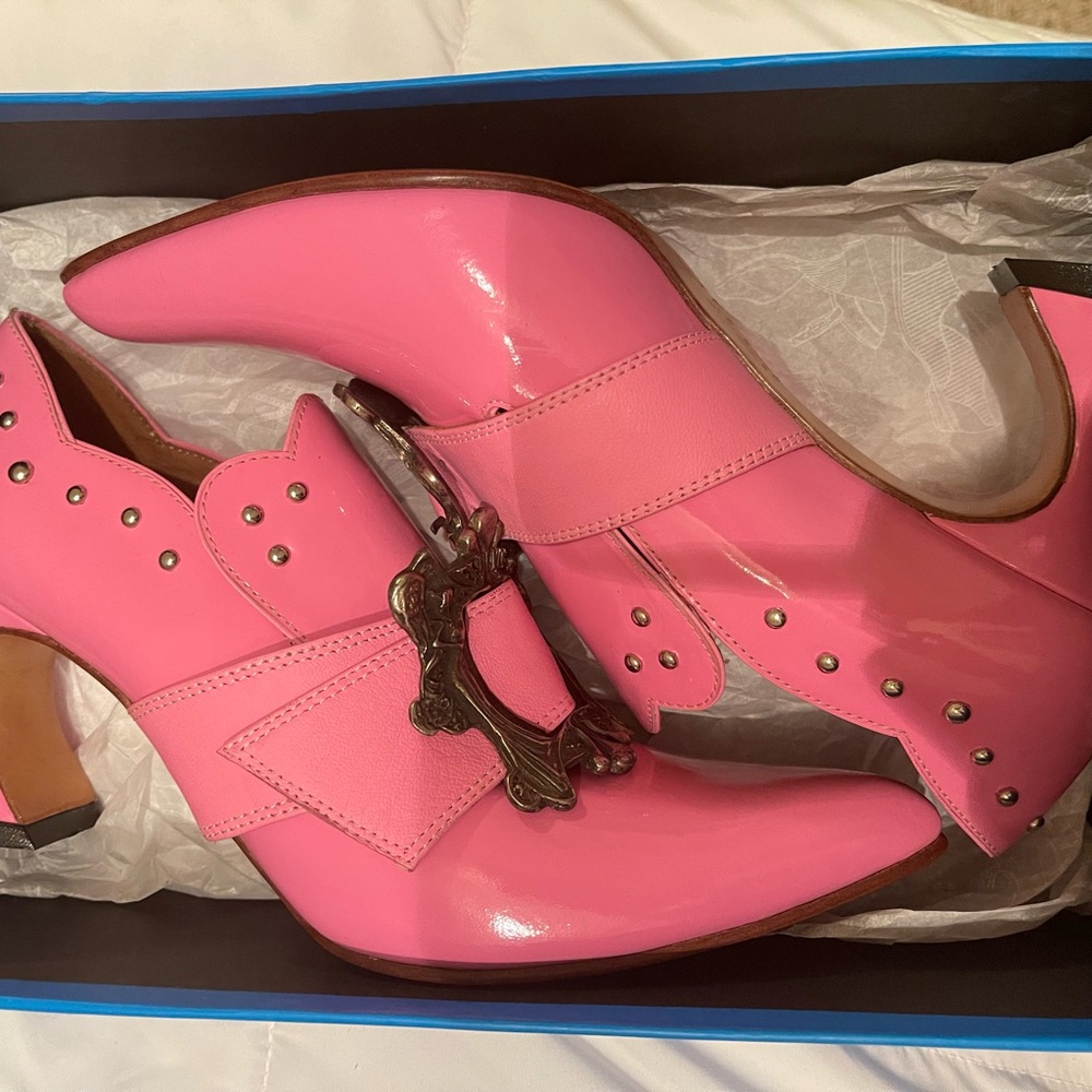 Pink Buckle Heels John Fluevog Claudette